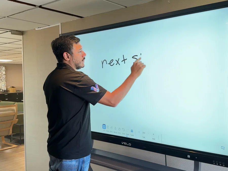 Writing next steps on a new whiteboard page