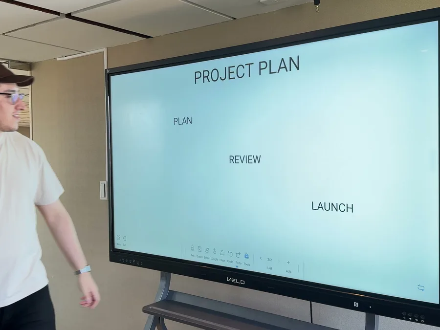 Plan, Review and Launch written on Veld Board